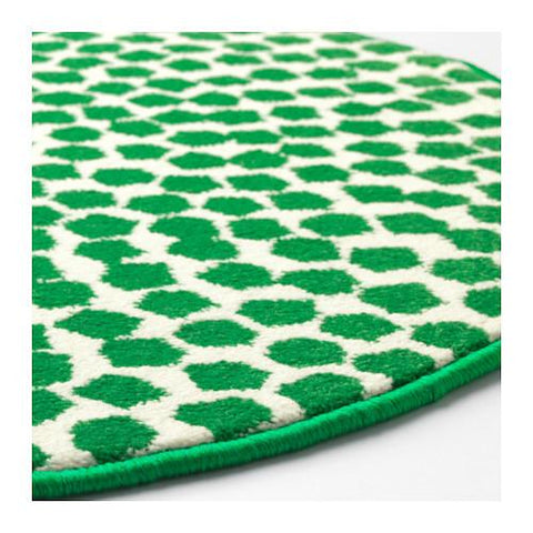 White and Green Round Rug