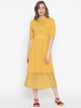 Rosyalps Mustard Yellow Solid Midi Shirt Dress