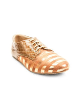 Scamanus Tan Brown & Gold-Toned Striped Casual Shoes